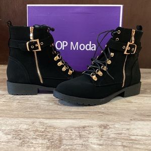 Top Moda black combat boots , size 9